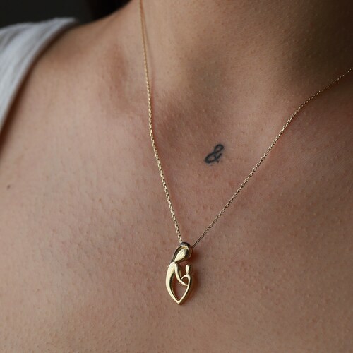 14K Gold Mother Daughter Necklace Push 