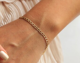 14K Gold Oval Link Chain, Gold Chain Bracelet, Real Gold Bracelet, Stacking Bracelet, Gift for Her, Everyday Gold Jewelry, Layering Chain