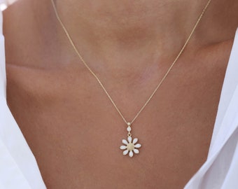 14K Gold Daisy Necklace, Flower Pendant, Yellow and White Enamel, Gift for Her, Mother's Day, Dainty Everyday Jewelry, Floral, Spring - Etsy 14K Gold Daisy Necklace, Flower Pendant, Yellow and White Enamel, Gift for Her, Mother's Day, Dainty Everyday Jewelry, Floral, Spring - Etsy