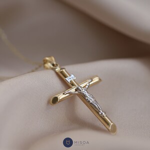 Two tone gold crucifix sale