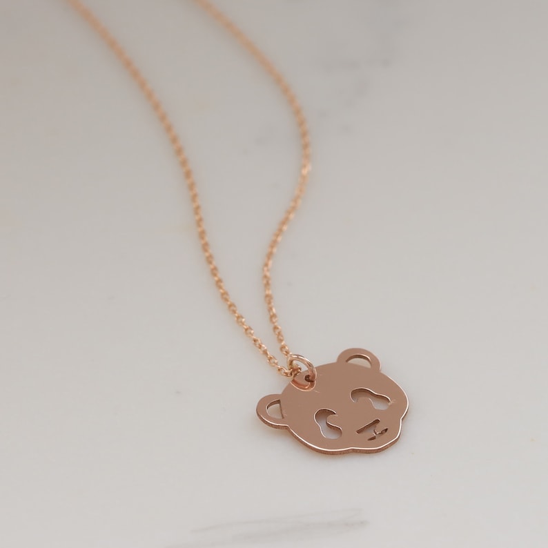 Panda Necklace, 14K Gold, Dainty Bear Pendant, Minimalist Layering Chain, Animal Jewelry, Gift for Her image 9