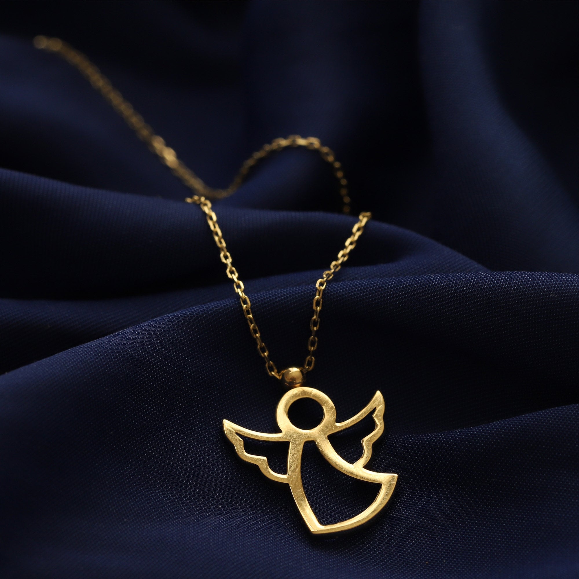 14K Gold Angel Necklace Guardian Angel 
