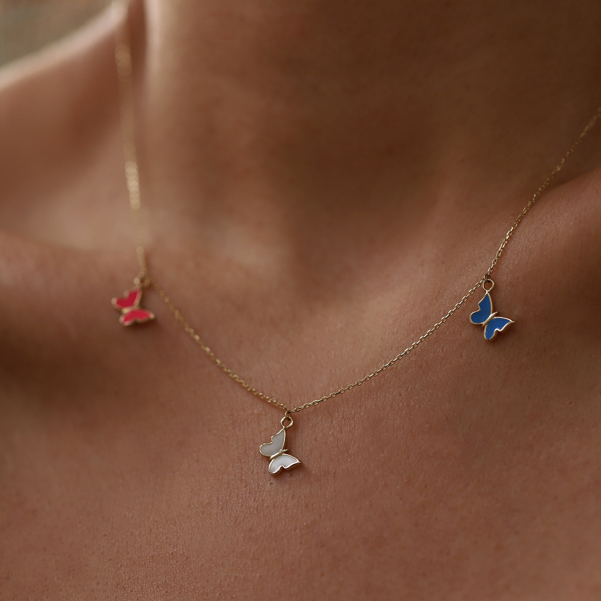 Gold Butterfly Necklace Three 