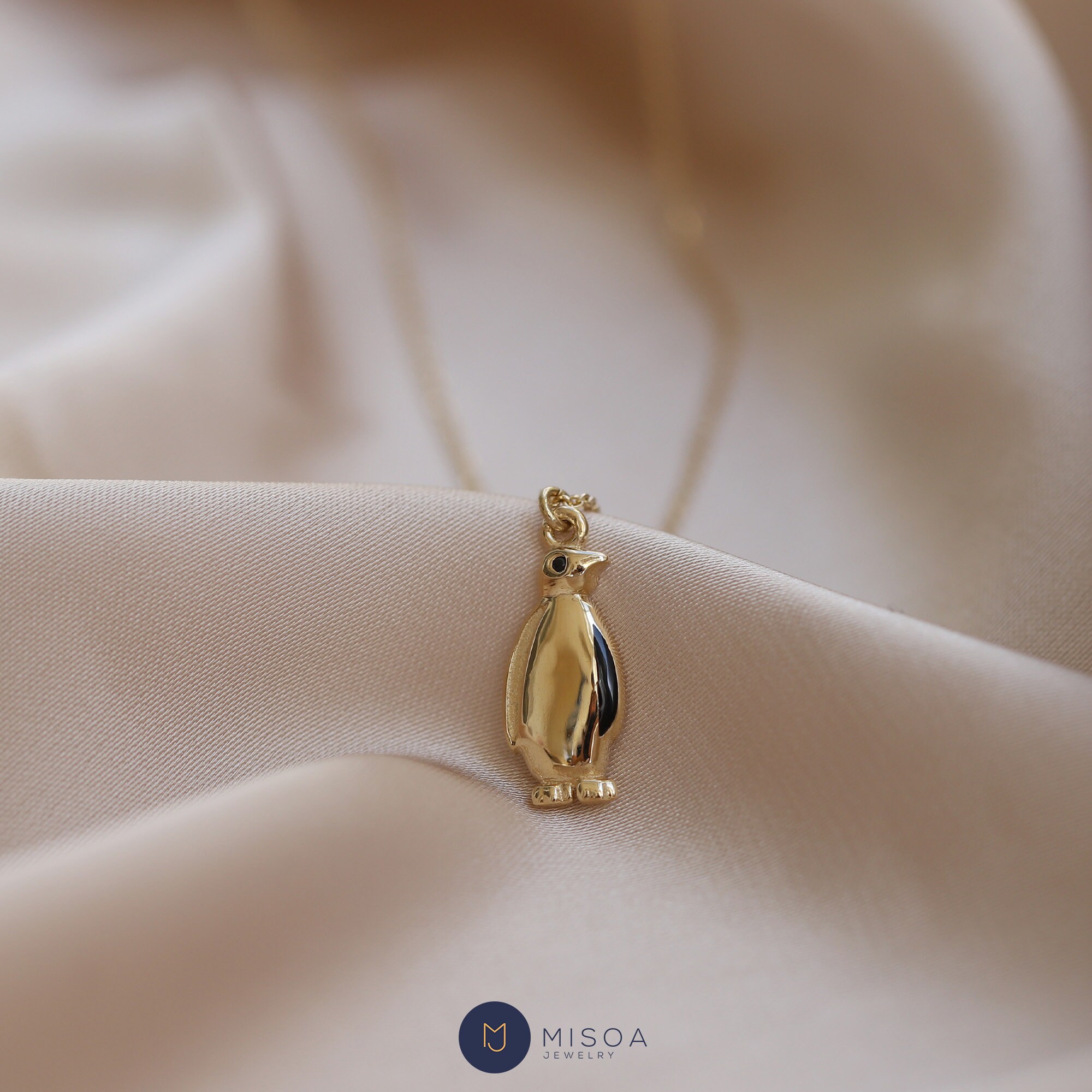 Gold Penguin Necklace 14K Chain Necklace Gold Chain Animal Lover Everyday Jewelry Gift for Her Real Gold Family Loyalty Strength Etsy Canada