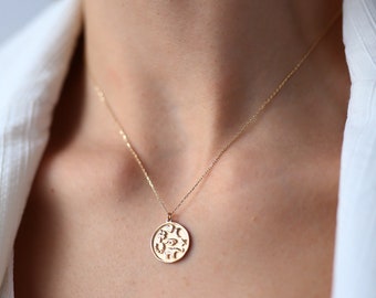 Bohemian Medallion Necklace, Good Luck Charm, Layering Chain, Horseshoe, Evil Eye, Minimal Gold Jewelry, Heart, Star, 14k Gold, Clover, Moon