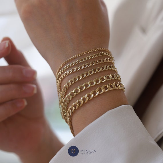 14K Gold Curb Chain Bracelet Gold Chain 