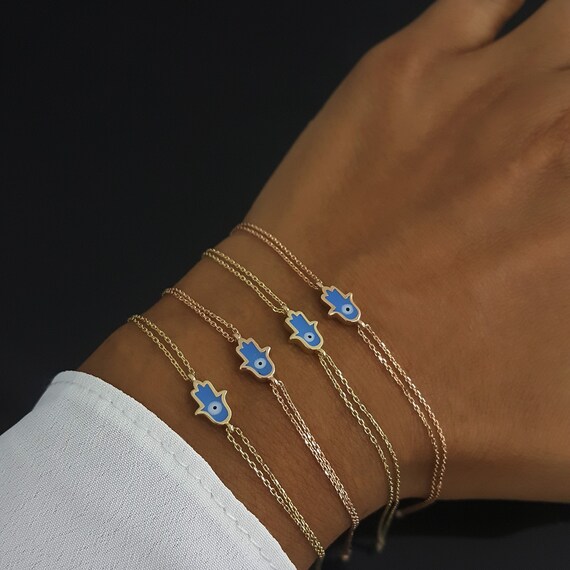 Buy Diamond Hamsa Hand Bracelet in 14k Gold Hamsa Bracelet Online in India   Etsy