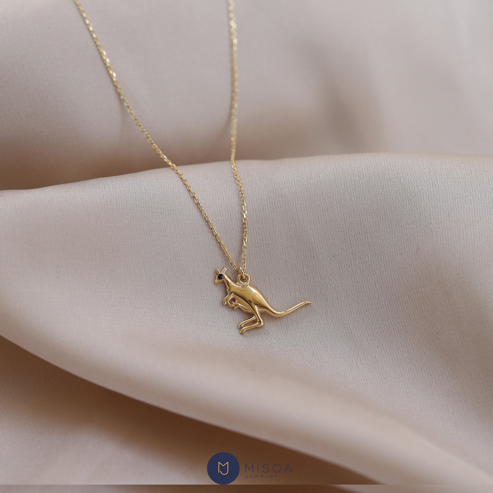お歳暮 人気 Chain Pendant, Kangaroo Gold 14K Necklace, Chain Gold アクセサリー