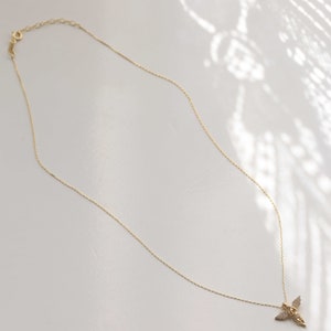 14k Gold Angel Pendant, Gold Cherub Necklace, Zirconia Diamond Pendant, Gift for Her, Minimal Everyday Jewelry, Layering Chain image 5