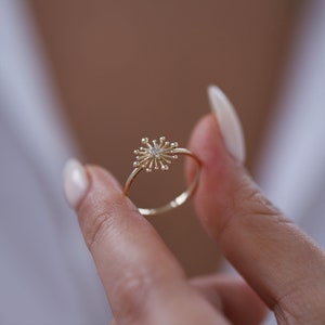 14k Triple Diamond Star Ring
