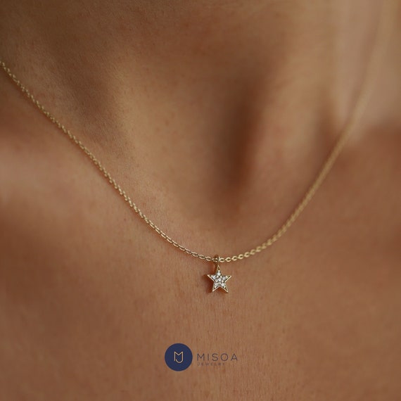 Polaris Star Diamond White Gold Necklace | KLENOTA
