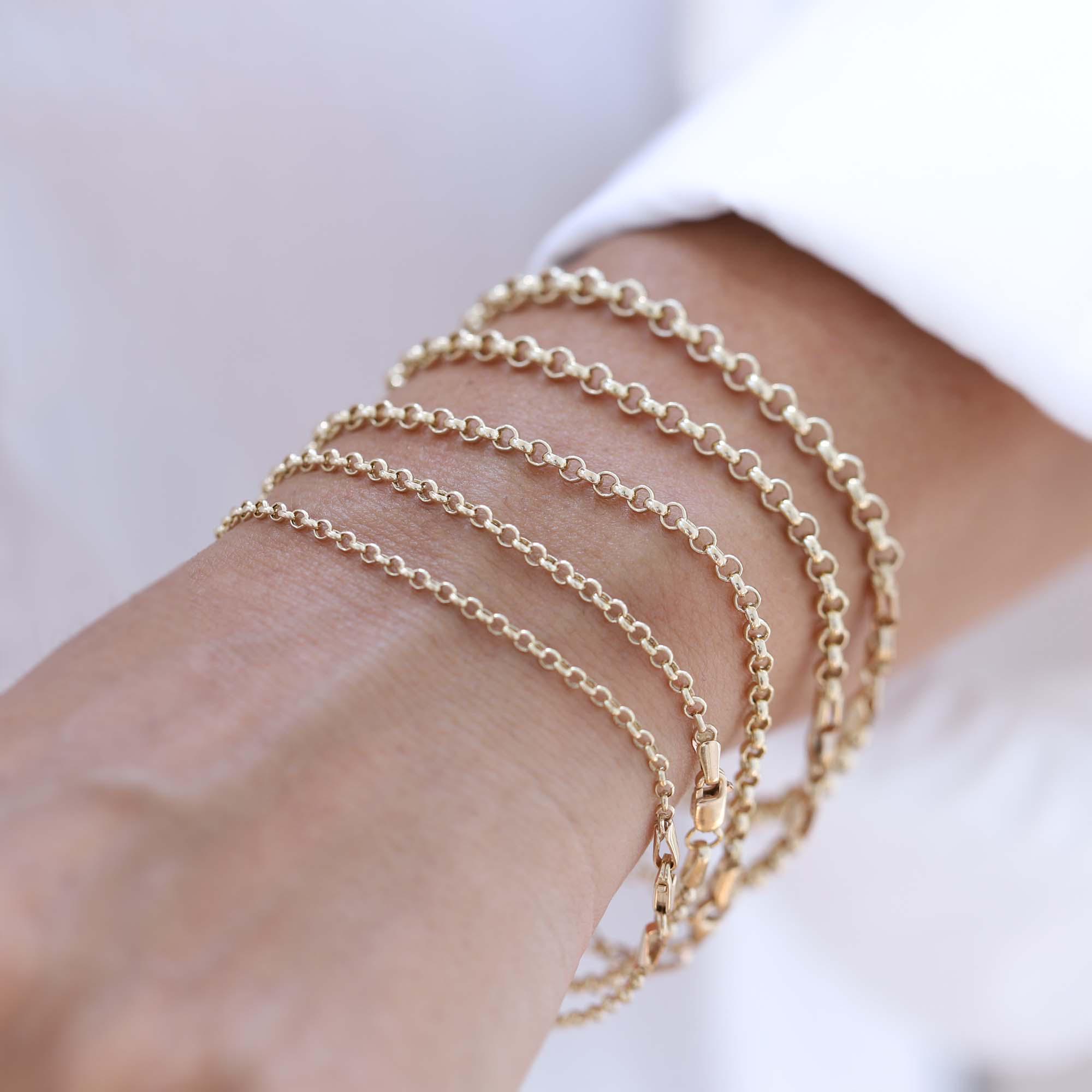 14Kイエローゴールド ロロリンクブレスレット：繊細なユニセックス
