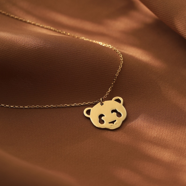 Panda Necklace, 14K Gold, Dainty Bear Pendant, Minimalist Layering Chain, Animal Jewelry, Gift for Her image 5