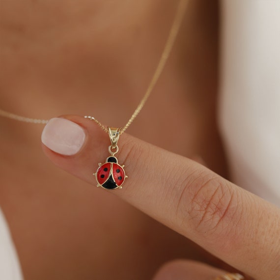 Bling Jewelry Marienkäfer Anhänger – Rote Emaille Glücksbringer Halskette Für Frauen & Teenager