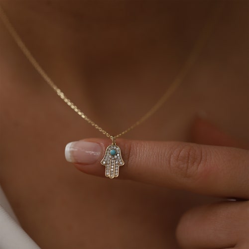 14k Rose Gold Solid Hand Of Fatima Hamsa Charm Pendant – 0.8 Gram No Stone