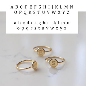 Personalized Initial Ring, 14K Solid Gold, Minimalist, Gift for Her, Statement Ring, Everyday Gold Jewelry, Engraveable, Stacking Ring image 7