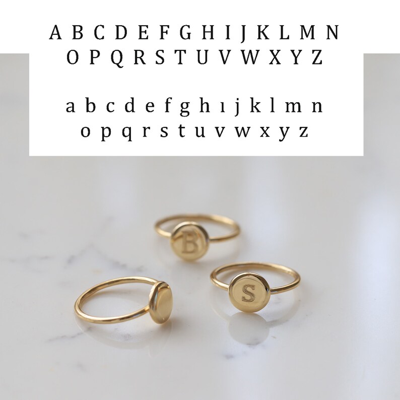 Personalized Initial Ring, 14K Solid Gold, Minimalist, Gift for Her, Statement Ring, Everyday Gold Jewelry, Engraveable, Stacking Ring image 7