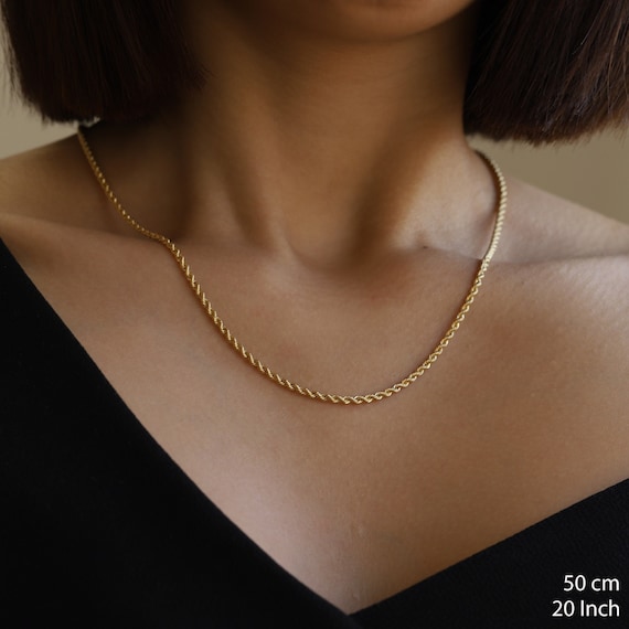 KIKICHIC | Minimalist Jewelry | NYC | Thin Classic 14K Gold Gold Filled Rope Chain Necklace Silver