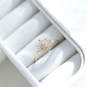 14K Gold Diamond Star Ring, Minimal Stackable Ring, Celestial Jewelry ...