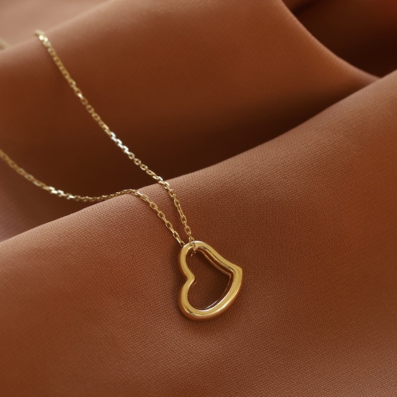 schoorsteen abstract bewaker Gouden hart ketting open hart hanger 14K gouden gelaagdheid - Etsy Nederland