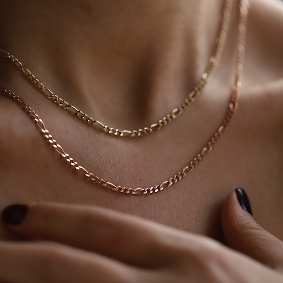14k rose gold figaro cheap chain