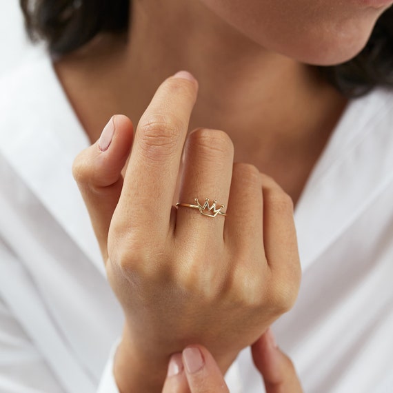 14K White Gold Stackable Crown Ring 14K White Gold Stackable Crown Ring