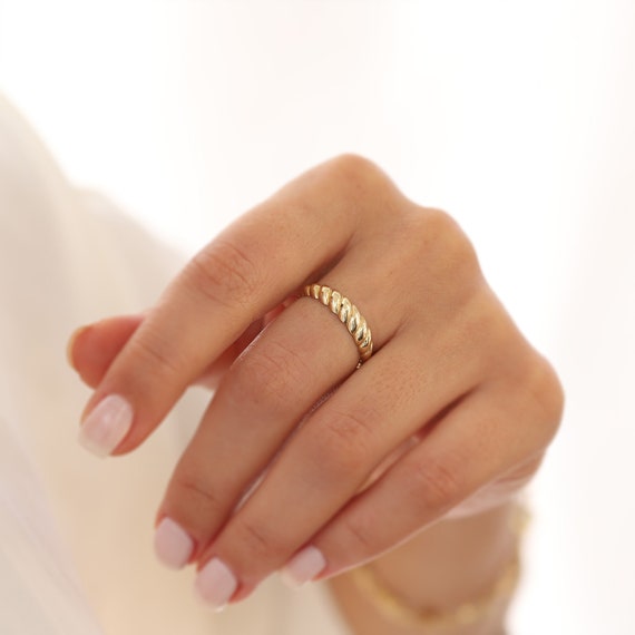 Thin croissant dome ring discount