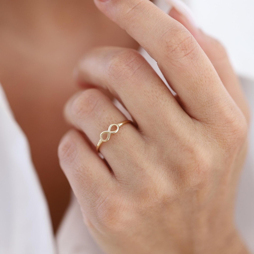 Buy Infinity Ring, Dainty Gold Ring, Gift for Her, Valentine's Day,  Eternity Ring, Minimal Gold Jewelry, Stacking Ring, Anniversary Gift, Love  Online