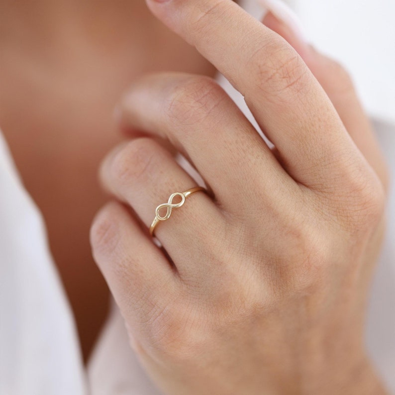 Dainty 14K Gold Infinity Ring, Handmade Eternity Jewelry - Etsy