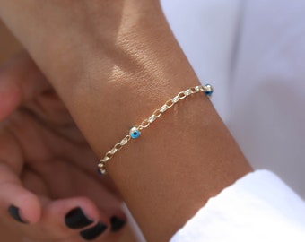 1 Pièce Bracelet À Perles D'oeil De Chat Lune Étoile Style Ins Bleu Et  Blanc, Cadeau D'anniversaire, Mode en ligne