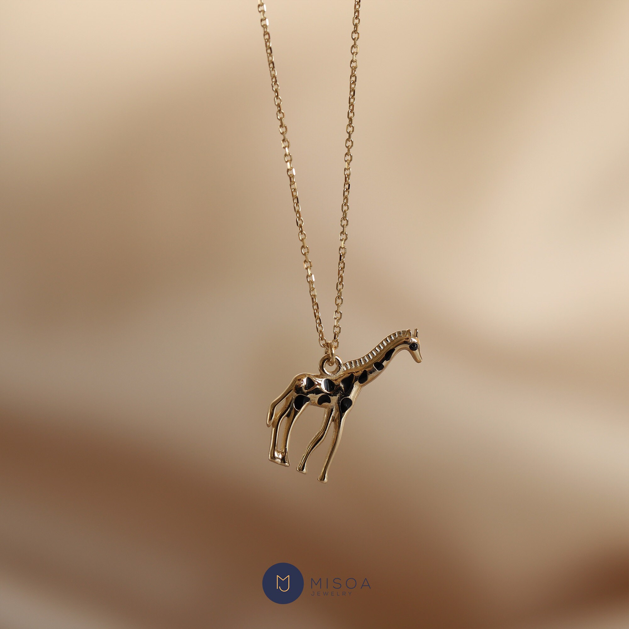 Gold Giraffe Necklace, 14K Gold, Chain Necklace, Gold Chain