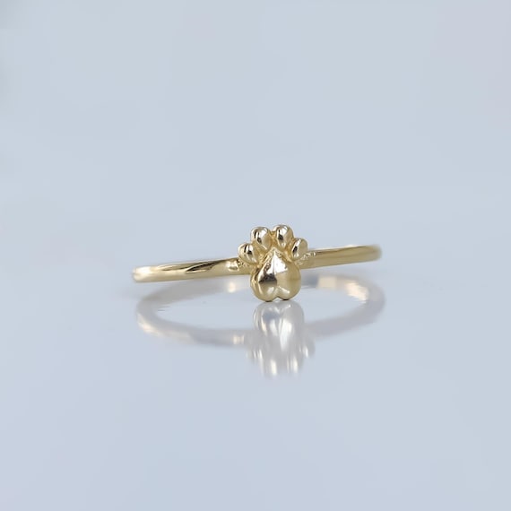 14k Solid Gold Paw Ring, Pet Memorial Jewelry