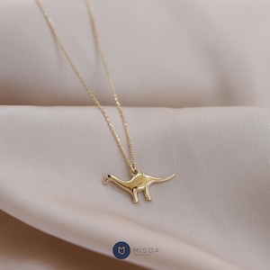14K Gold Dinosaur Pendant, Chain Necklace, Gold Chain, Animal Lovers, Everyday Jewelry, Karma, Real Gold, Symbol of Strength, Protection