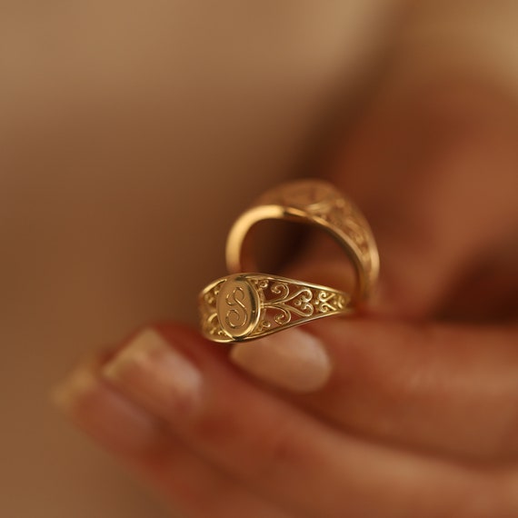 Personalized Name Ring 14K Real Gold Unisex Minimalist Gift