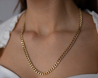 14K Gold 6mm Curb Chain Necklace Real 