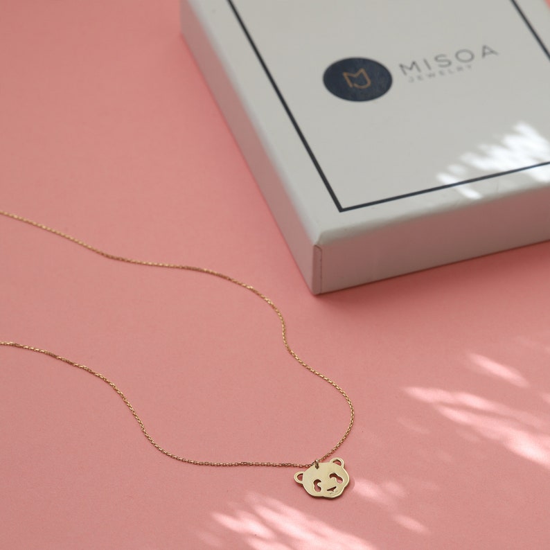 Panda Necklace, 14K Gold, Dainty Bear Pendant, Minimalist Layering Chain, Animal Jewelry, Gift for Her image 6