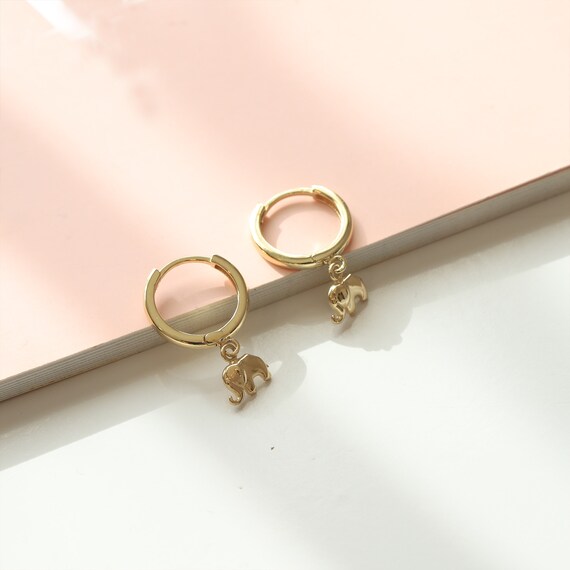Gold elephant hotsell hoop earrings