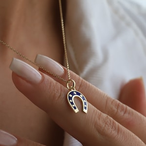 14K Gold Horseshoe Pendant, Dainty Gold Necklace, Minimalist Gift for Her, Good Luck Charm, Evil Eye, Lucky Charm, Graduation Gift