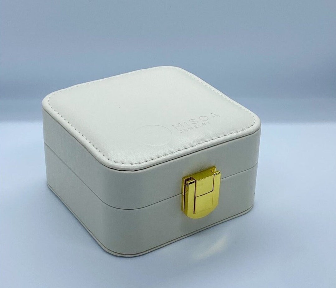 小物入れ mimo White Luxe Faux Leather Jewelry Case With Mirror, Mini