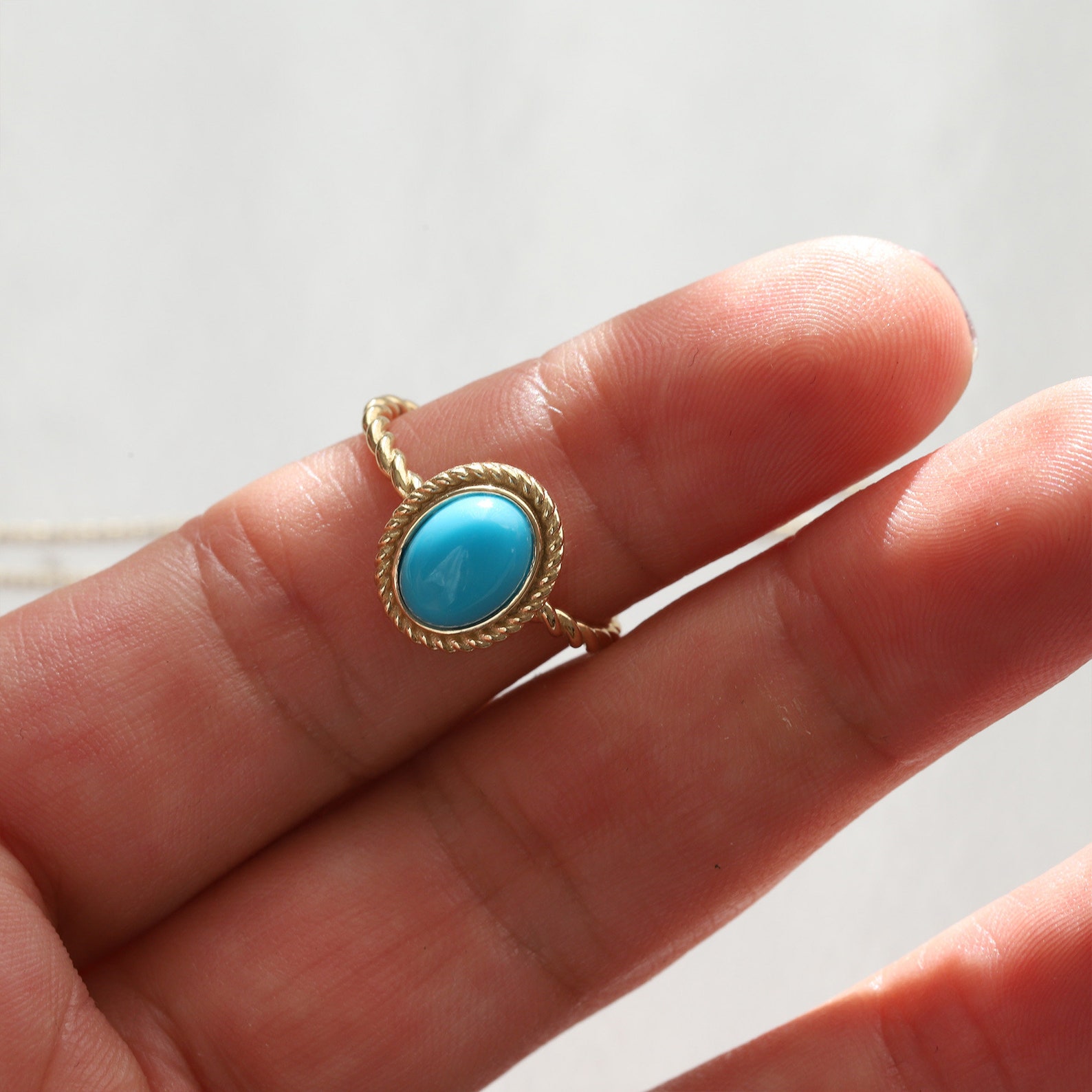 Turquoise Ring 14K Gold Imitation Turquoise Stacking Ring | Etsy