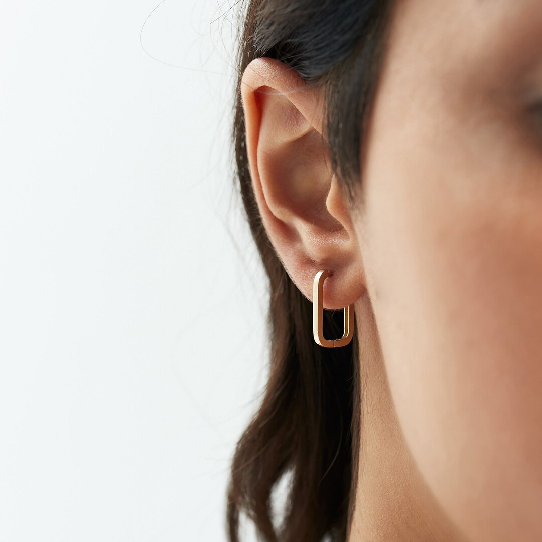 ★MIDNIGHT MOMENT.★ rectangle earring gold Designer fashion, Seoul-fully created | W Concept