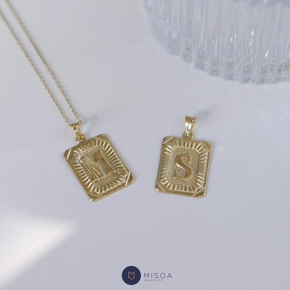 Gold Retro Initial Necklace 