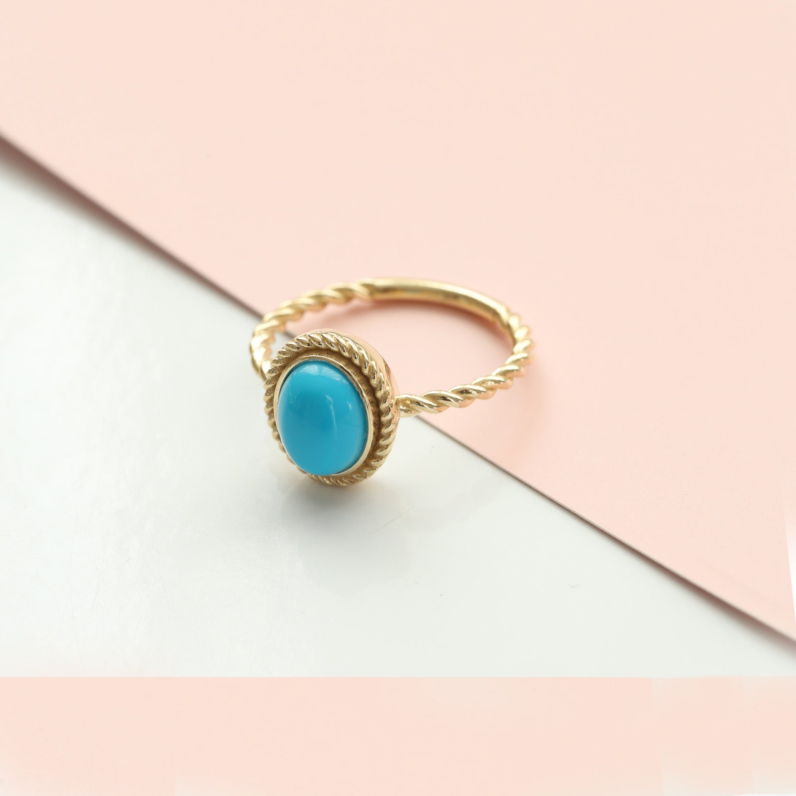 Turquoise Ring 14K Gold Imitation Turquoise Stacking Ring | Etsy