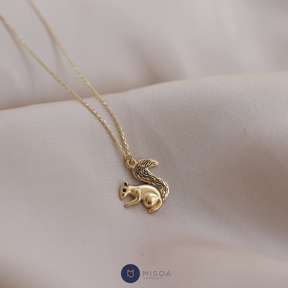 Gold squirrel necklace deals