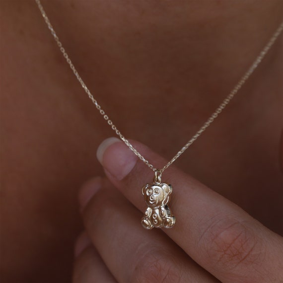Gold Teddy Bear Cubic Zirconia 18K Gold Pendant Links Chain for Women –  ZIVOM