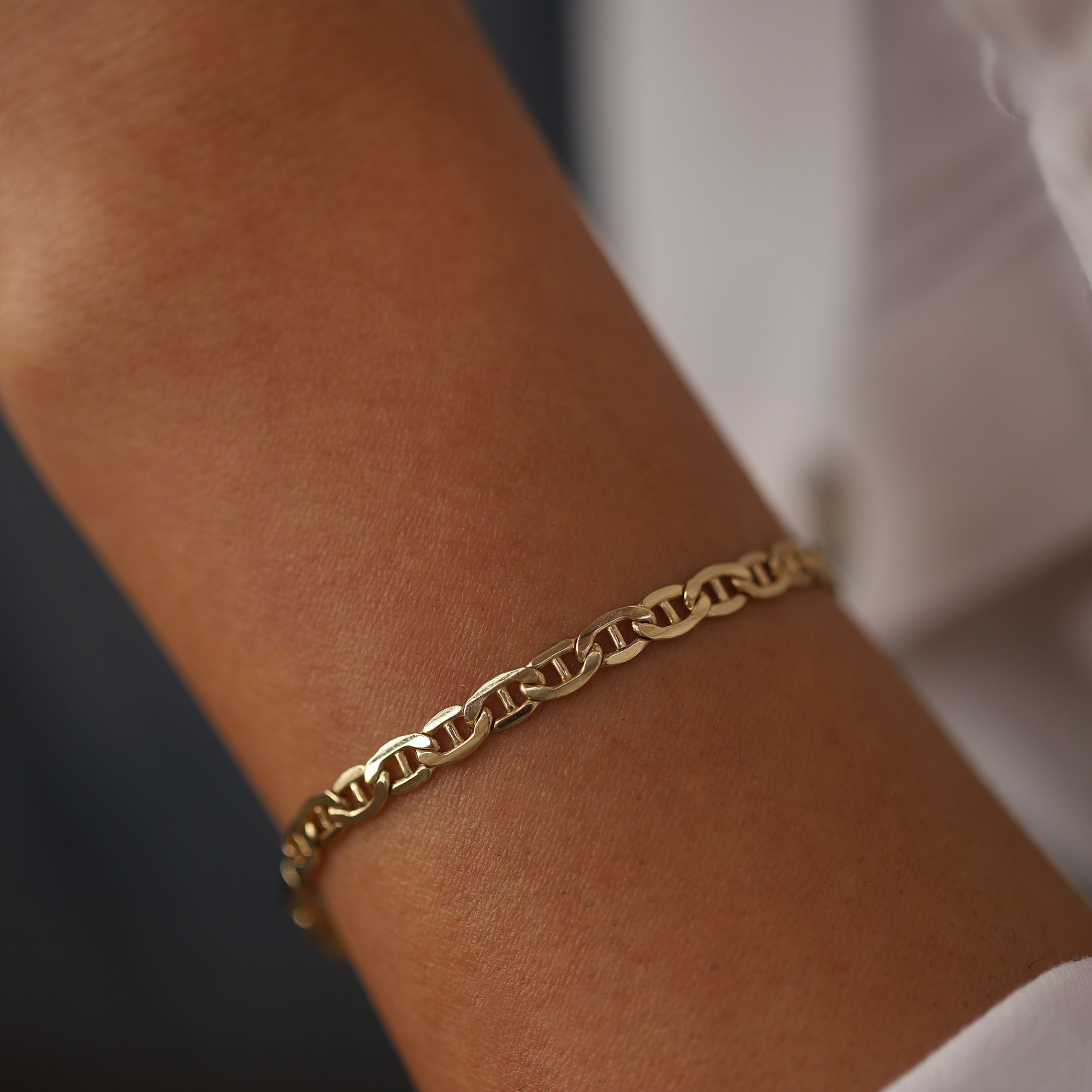 14k Gold Chunky Mariner Chain Bracelet 4.3mm Mariner Chain Layering Chain Bracelet Minimalist Fine Jewelry Gift for Her Unisex Chain Etsy
