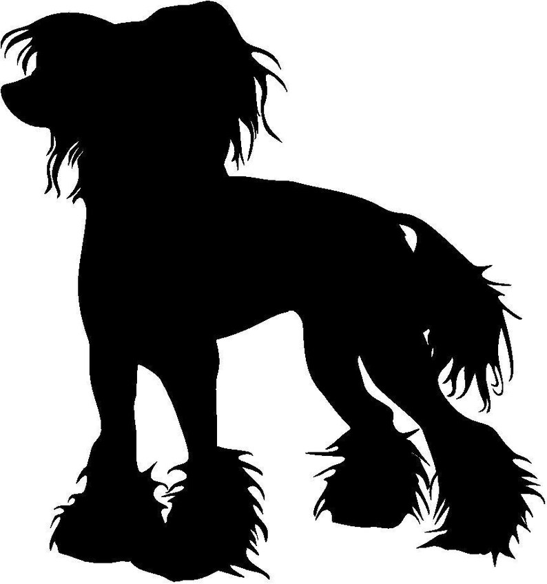 Download Chinese Crested Dog Vector Graphic SVG Silhouette | Etsy