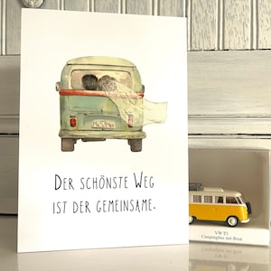 Klappkarte Karte  zur Hochzeit "Gemeinsamer Weg" T1 T2 T3 T4 T5 T6 Van Camper