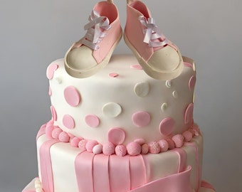 Tennis Shoes Cake Topper, Shoe Centerpiece for Baby Gender Reveal