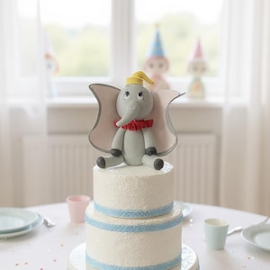 Dumbo Elephant Cake Topper: Handmade Ceramic Baby Shower Decoration Party Favors